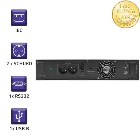 Qoltec Zasilacz awaryjny UPS RACK | 1kVA | 800W | LCD