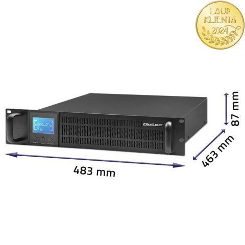 Qoltec Zasilacz awaryjny UPS RACK | 1kVA | 800W | LCD
