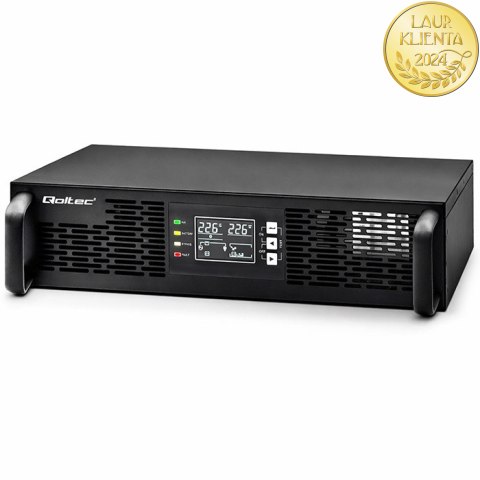 Qoltec Zasilacz awaryjny UPS do RACK | 1kVA | 1000W | Power Factor 1.0 | LCD | EPO | USB | On-line