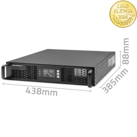 Qoltec Zasilacz awaryjny UPS do RACK | 1kVA | 1000W | Power Factor 1.0 | LCD | EPO | USB | On-line
