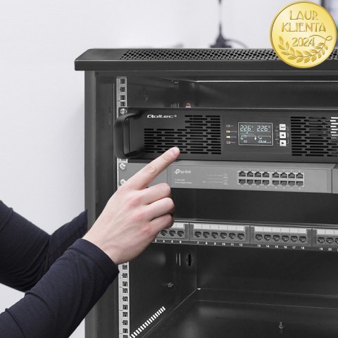 Qoltec Zasilacz awaryjny UPS do RACK | 3kVA | 3000W | Power Factor 1.0 | LCD | EPO | USB | On-line