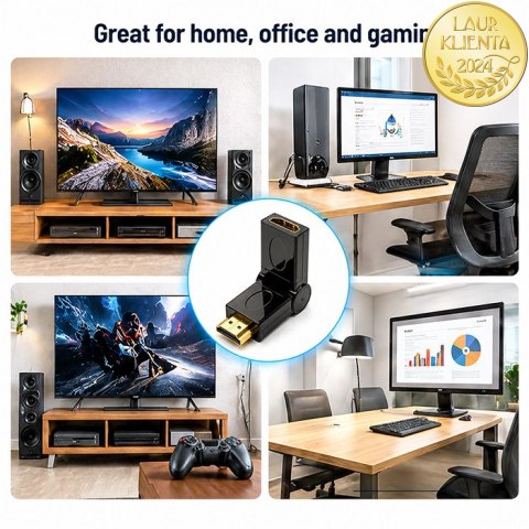 Qoltec Adapter HDMI A męski | HDMI A żeński | kątowy | obrotowy