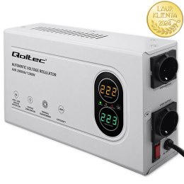 Qoltec Automatyczny Stabilizator napięcia AVR 2000VA | 1200W | Compact | Toroidalny transformator