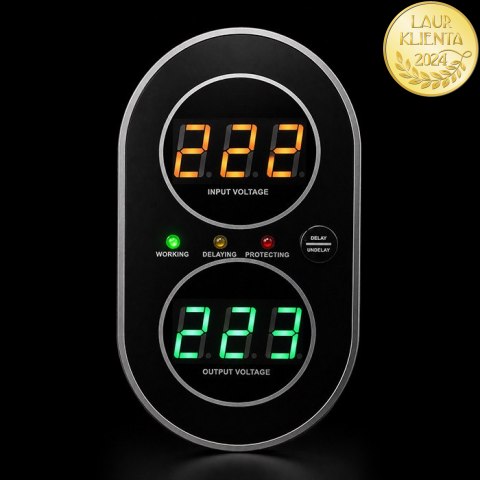 Qoltec Automatyczny Stabilizator napięcia AVR 2000VA | 1200W | Compact | Toroidalny transformator