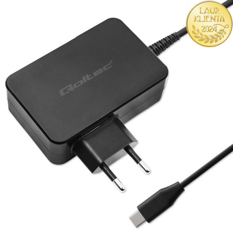 Qoltec Ładowarka GaN POWER PRO | 1xUSB-C | 100W | 5-20V | 3-5A | Laptop | Smartfon | Czarna