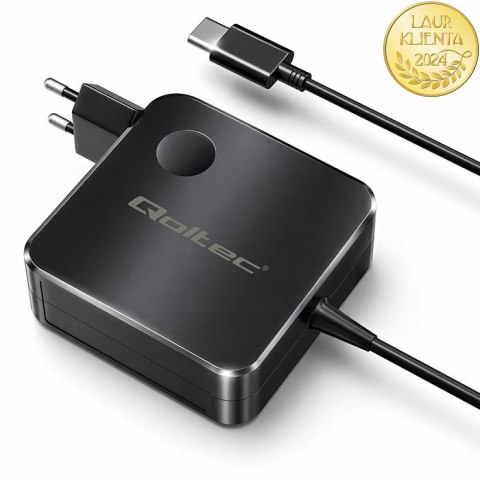 Qoltec Ładowarka sieciowa GaN Super Fast 65W | USB-C PD PPS | 5-21V | 3-3.25A | Laptop | MacBook | Smartfon | kabel 1.8m