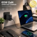 Qoltec Ładowarka sieciowa GaN Super Fast 65W | USB-C PD PPS | 5-21V | 3-3.25A | Laptop | MacBook | Smartfon | kabel 1.8m