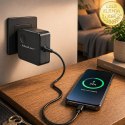 Qoltec Ładowarka sieciowa GaN Super Fast 65W | USB-C PD PPS | 5-21V | 3-3.25A | Laptop | MacBook | Smartfon | kabel 1.8m