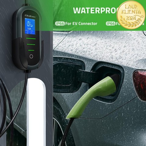 Qoltec Mobilna ładowarka do samochodu elektrycznego EV i hybryd z regulacją 2w1 Typ2 | 11kW | 400V | CEE 16A | Wi-fi | TUYA | SM
