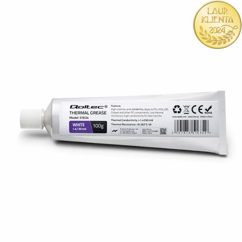 Qoltec Pasta termoprzewodząca 1.42 W/m-K | 100g | Biała