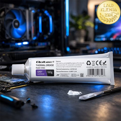 Qoltec Pasta termoprzewodząca 4.63 W/m-K | 100g | Szara