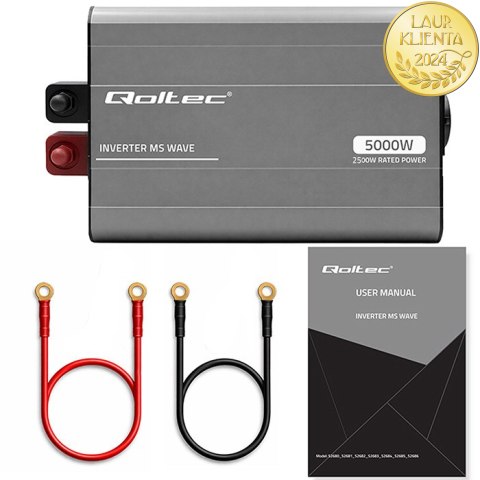 Qoltec Przetwornica napięcia MS Wave | 12V na 230V | 2500/5000W | USB | Kompatybilna z LiFePO4 GEL AGM