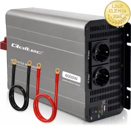Qoltec Przetwornica napięcia MS Wave | 12V na 230V | 3000/6000W | USB | Kompatybilna z LiFePO4 GEL AGM
