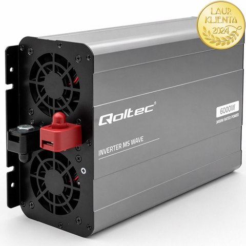 Qoltec Przetwornica napięcia MS Wave | 12V na 230V | 3000/6000W | USB | Kompatybilna z LiFePO4 GEL AGM