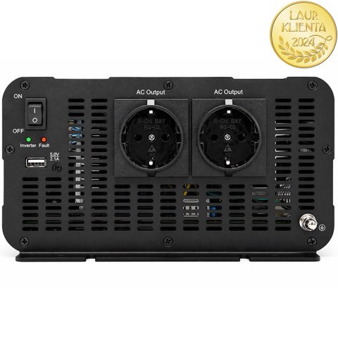 Qoltec Przetwornica napięcia MS Wave | 12V na 230V | 3000/6000W | USB | Kompatybilna z LiFePO4 GEL AGM
