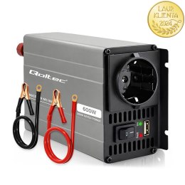 Qoltec Przetwornica napięcia MS Wave | 12V na 230V | 300/600W | USB | Kompatybilna z LiFePO4 GEL AGM