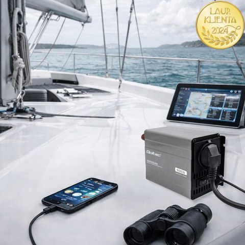 Qoltec Przetwornica napięcia MS Wave | 12V na 230V | 300/600W | USB | Kompatybilna z LiFePO4 GEL AGM