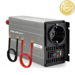 Qoltec Przetwornica napięcia MS Wave | 12V na 230V | 500/1000W | USB | Kompatybilna z LiFePO4 GEL AGM