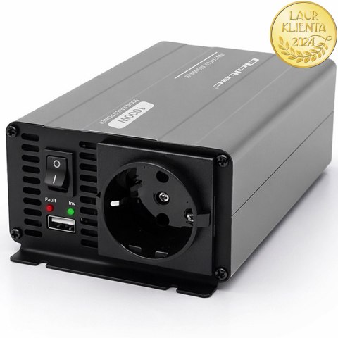 Qoltec Przetwornica napięcia MS Wave | 12V na 230V | 500/1000W | USB | Kompatybilna z LiFePO4 GEL AGM