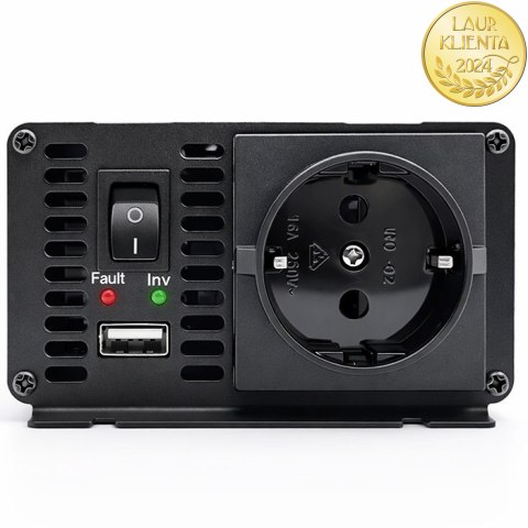 Qoltec Przetwornica napięcia MS Wave | 12V na 230V | 500/1000W | USB | Kompatybilna z LiFePO4 GEL AGM