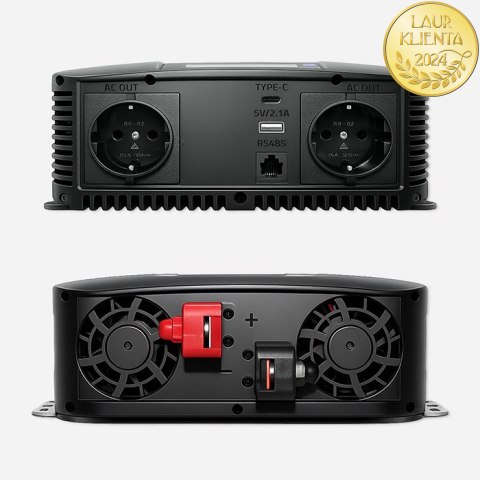 Qoltec Przetwornica napięcia Pure Sine Wave | 12V na 230V | 2000/4000W | LCD | USB | USB-C | Kompatybilna z LiFePO4 GEL AGM