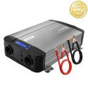 Qoltec Przetwornica napięcia Pure Sine Wave | 12V na 230V | 2500/5000W | LCD | USB | USB-C | Kompatybilna z LiFePO4 GEL AGM