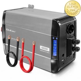 Qoltec Przetwornica napięcia Pure Sine Wave | 12V na 230V | 3000/6000W | LCD | USB | USB-C | Kompatybilna z LiFePO4 GEL AGM