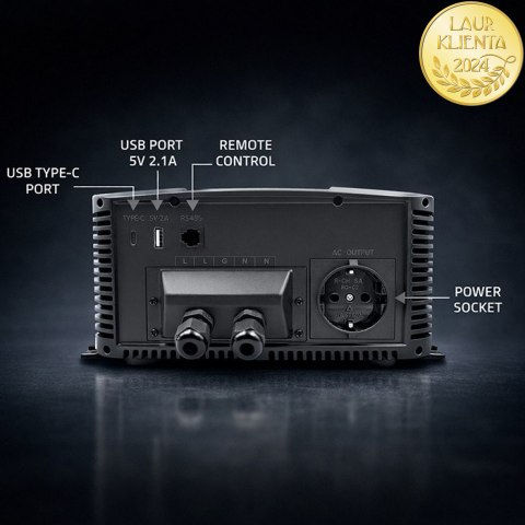 Qoltec Przetwornica napięcia Pure Sine Wave | 12V na 230V | 3000/6000W | LCD | USB | USB-C | Kompatybilna z LiFePO4 GEL AGM