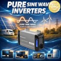 Qoltec Przetwornica napięcia Pure Sine Wave | 12V na 230V | 500/1000W | LCD | USB | USB-C | Kompatibilność z LiFePo4 GEL AGM