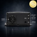 Qoltec Przetwornica napięcia Pure Sine Wave | 12V na 230V | 500/1000W | LCD | USB | USB-C | Kompatibilność z LiFePo4 GEL AGM