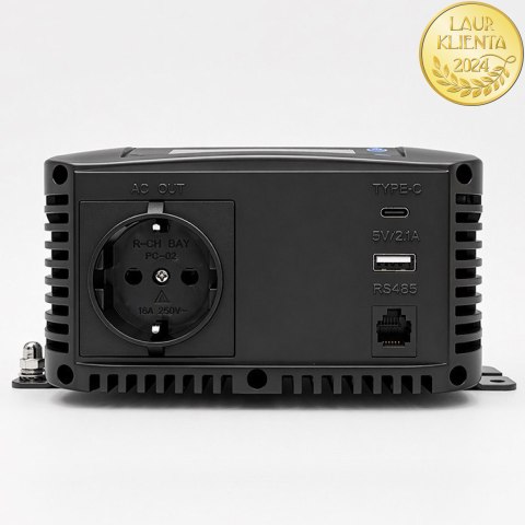 Qoltec Przetwornica napięcia Pure Sine Wave | 12V na 230V | 500/1000W | LCD | USB | USB-C | Kompatibilność z LiFePo4 GEL AGM