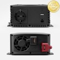 Qoltec Przetwornica napięcia Pure Sine Wave | 12V na 230V | 500/1000W | LCD | USB | USB-C | Kompatibilność z LiFePo4 GEL AGM