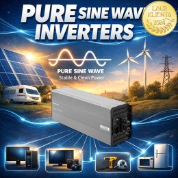 Qoltec Przetwornica napięcia Pure Sine Wave | 24V na 230V | 5000/10000W | LCD | USB | Kompatybilna z LiFePO4 GEL AGM