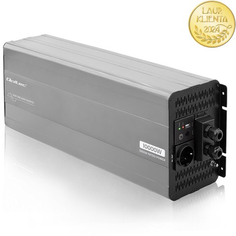 Qoltec Przetwornica napięcia Pure Sine Wave | 24V na 230V | 5000/10000W | LCD | USB | Kompatybilna z LiFePO4 GEL AGM