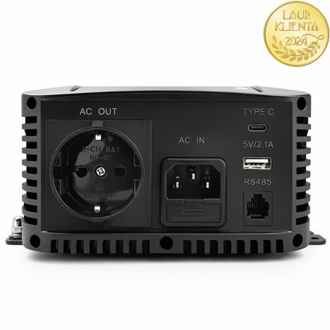 Qoltec Przetwornica napięcia Pure Sine Wave | 12V na 230V | 1000/2000W | UPS BYPASS | LCD | USB | USB-C | Kompatybilna z LiFePO4