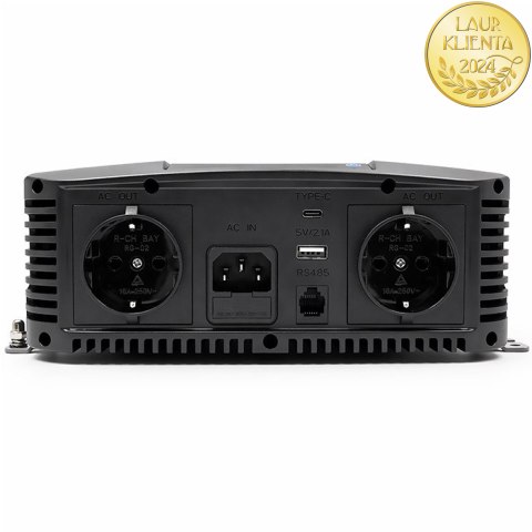 Qoltec Przetwornica napięcia Pure Sine Wave | 12V na 230V | 2000/4000W | UPS BYPASS | LCD | USB | USB-C | Kompatybilna z LiFePO4