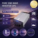 Qoltec Przetwornica napięcia Pure Sine Wave | 12V na 230V | 3000/6000W | UPS BYPASS | LCD | USB | USB-C | Kompatybilna z LiFePO4