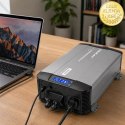 Qoltec Przetwornica napięcia Pure Sine Wave | 12V na 230V | 3000/6000W | UPS BYPASS | LCD | USB | USB-C | Kompatybilna z LiFePO4