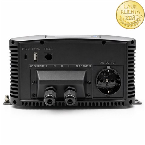 Qoltec Przetwornica napięcia Pure Sine Wave | 12V na 230V | 3000/6000W | UPS BYPASS | LCD | USB | USB-C | Kompatybilna z LiFePO4
