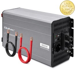 Qoltec Przetwornica napięcia Pure Sine Wave | 12V na 230V | 4000/8000W | UPS BYPASS | USB | Kompatybilna z LiFePO4 GEL AGM