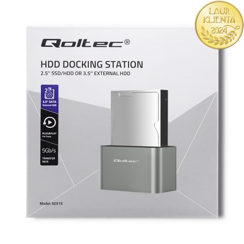 Qoltec Stacja dokująca dysków HDD/SSD | 2.5"/3.5" SATA | USB 3.0