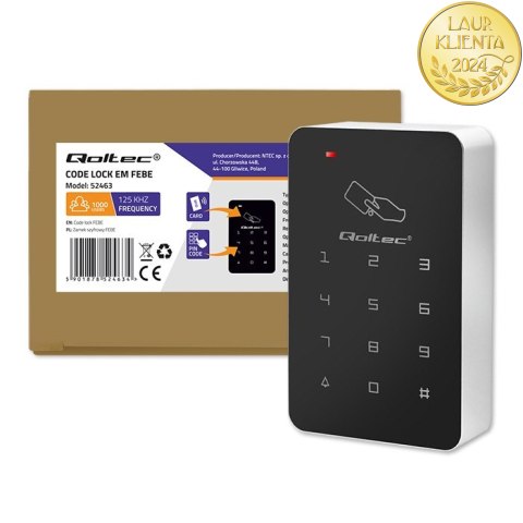 Qoltec Zamek szyfrowy FEBE z czytnikiem RFID| kod | karta | brelok | EM