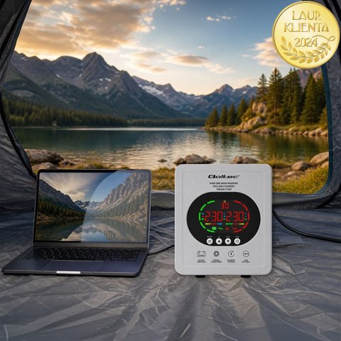 Qoltec Zasilacz awaryjny UPS Pure Sine Wave | 1000VA/720W | Przetwornica 12/230V z AVR | LCD | LiFePO4 AGM GEL