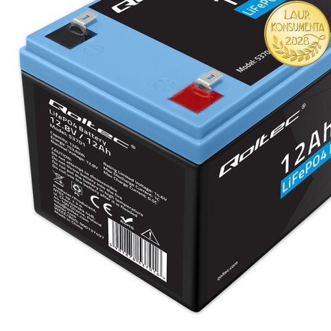 Qoltec Akumulator LiFePO4 Litowo-Żelazowo-Fosforanowy | 12.8V | 12Ah | 153.6Wh | BMS