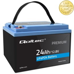 Qoltec Akumulator LiFePO4 Litowo-Żelazowo-Fosforanowy | 12.8V | 24Ah | 307.2Wh | BMS