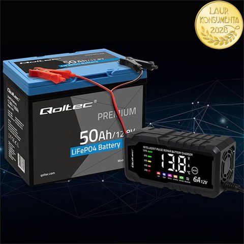 Qoltec Akumulator LiFePO4 Litowo-Żelazowo-Fosforanowy | 12.8V | 50Ah | 640Wh| BMS