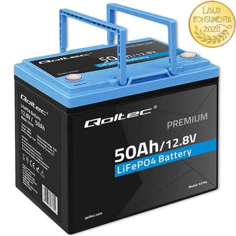 Qoltec Akumulator LiFePO4 Litowo-Żelazowo-Fosforanowy | 12.8V | 50Ah | 640Wh| BMS