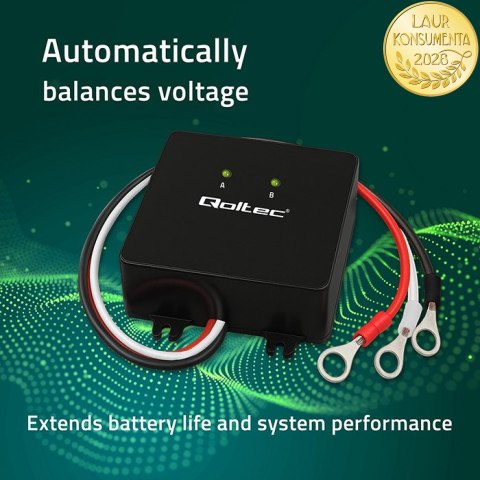 Qoltec Balanser napięcia 24V do akumulatorów 2 x 12V | 5A | LiFePO4 AGM GEL