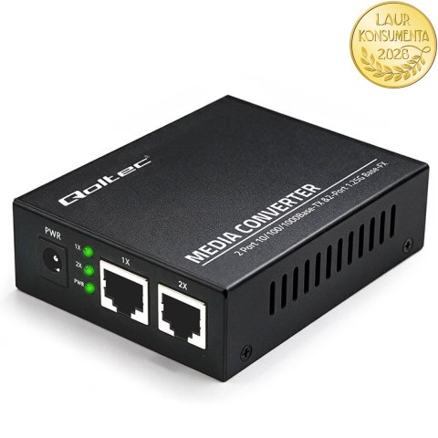 Qoltec Dwukierunkowy Media Konwerter SWITCH Ethernet 2x RJ45 2x SFP| 1000Mb/s | 5V