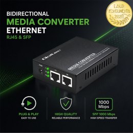 Qoltec Dwukierunkowy Media Konwerter SWITCH Ethernet 2x RJ45 2x SFP| 1000Mb/s | 5V